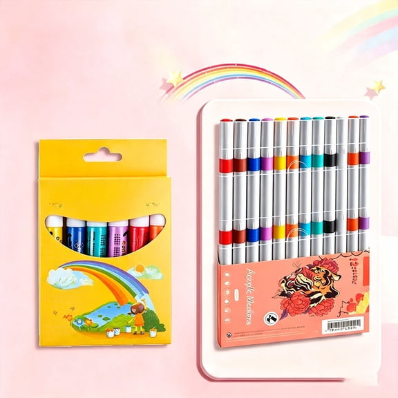3D Puffy Pens & Acrylic Marker Pens Set, 12‑Piece DIY Art Drawing Kit, Expandable Paint Markers for Teens Scrapbooking Card Making Hand‑Craft Decoration