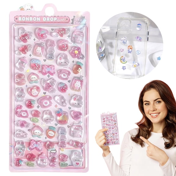 3D Puffy Stickers,1Pack Cute Sticker 45pcs+ Bulk,Mini Resin Funny Kawaii Stickers for Water Bottle,Phone Case,Notebook,Laptops,Stocking Stuffers (Puffy Sticker 1pcs)