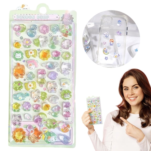3D Puffy Stickers Cute Sticker Resin Funny Kawaii Stickers For Water Bottle Phone Case Notebook Laptops Stocking Stuffers