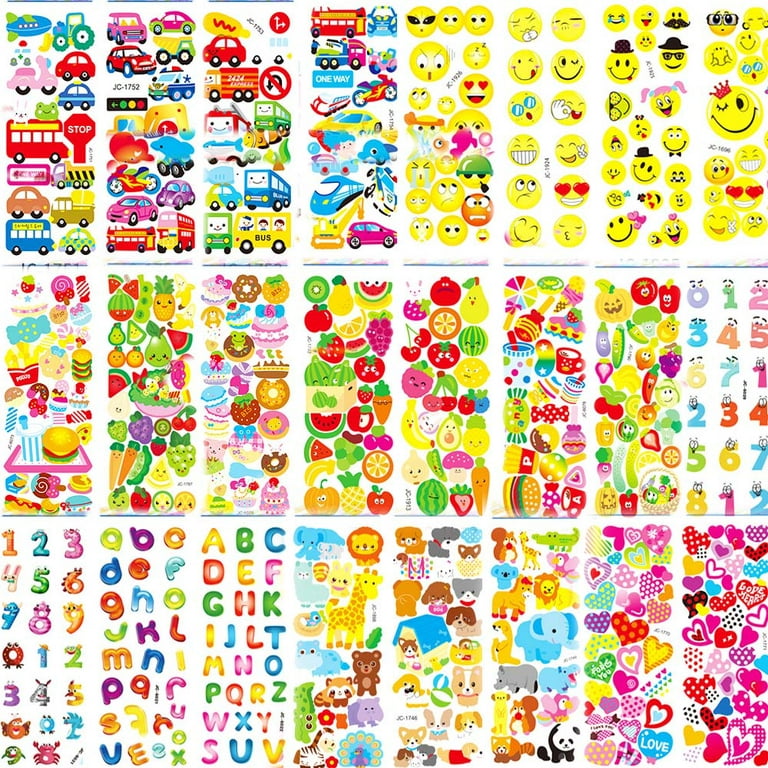 Kids Stickers 1000+, 40 Different Sheets, 3D Puffy Stickers for Kids, Bulk  Stickers for Birthday Gift, Scrapbooking, Teachers, Toddlers, Including