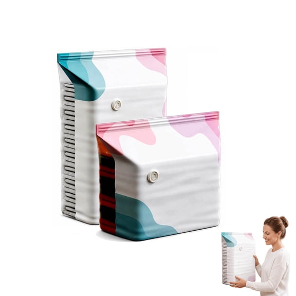 3D No Pump Vacuum Compression Storage Bags, Thickened Space Saver Bags with Wide Sealing Strip, Reusable Organizer Bags for Comforters Down Jackets Clothing Bedding Closet Organization, A-M