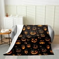 thumbnail image 1 of 3D Pumpkin Throw Blanket Halloween Theme Black Orange Pumpkin Flannel Blanket for Kids Teens Adults Watercolor Horror Plants Decorative Fleece Blanket for Office Bedroom Baby 30x40, 1 of 6