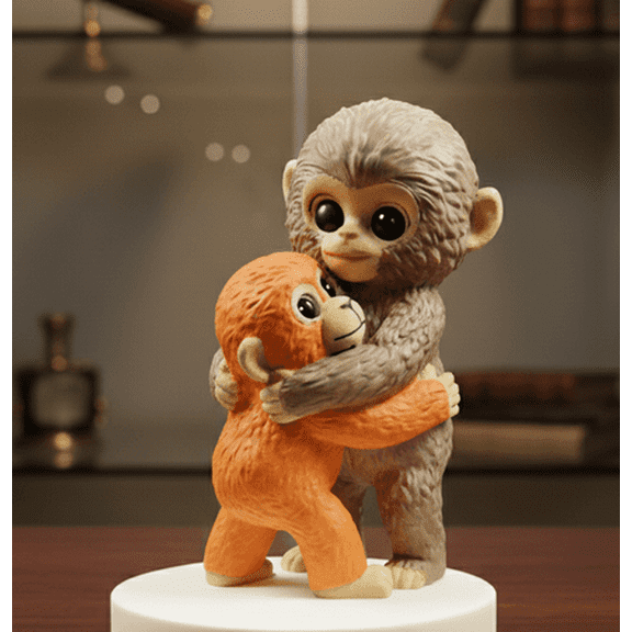 3D Punch Decoration | Cute Monkey Holding Figure Toys | Cute Hugging Monkey Figurine, "Punch" Animal Ornament, Decorative Tabletop Statue for Home Office