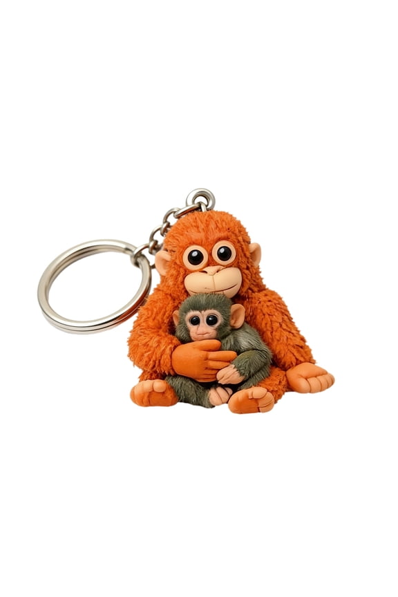 3D Punch Keychain Decorations | Cute Monkey Holding Plush Hangings | Protect Punch The Monkey Keychain for Backpack Purse Car Keys
