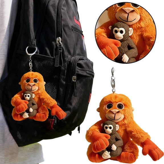 3D Punch Monkey Keychain, Cute Monkey Holding Toy Hanging Keychain for Purse Car Keys Backpack Pendant, Animal Keyring, Funny Monkey Bag Charm, Decorative Key Chain Accessory for Women Men