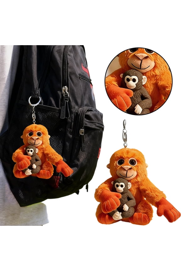 3D Punch Monkey Keychain, Cute Monkey Holding Toy Hanging Keychain for Purse Car Keys Backpack Pendant, Animal Keyring, Funny Monkey Bag Charm, Decorative Key Chain Accessory for Women Men