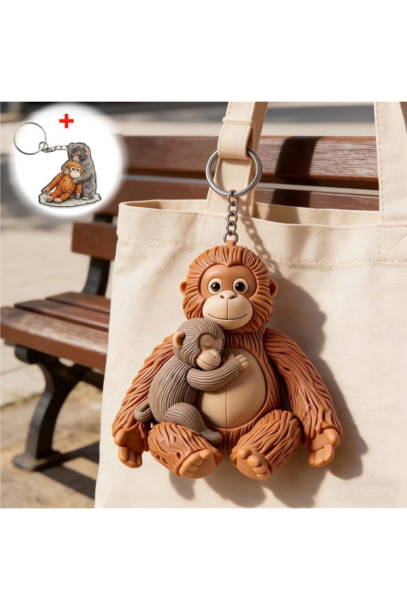 3D Punch Monkey Plush Keychains, Cute Monkey Statue Keychain Decoration Holding Toy, Mini Hanging Stuffed Animals Bag Accessory for Backpacks