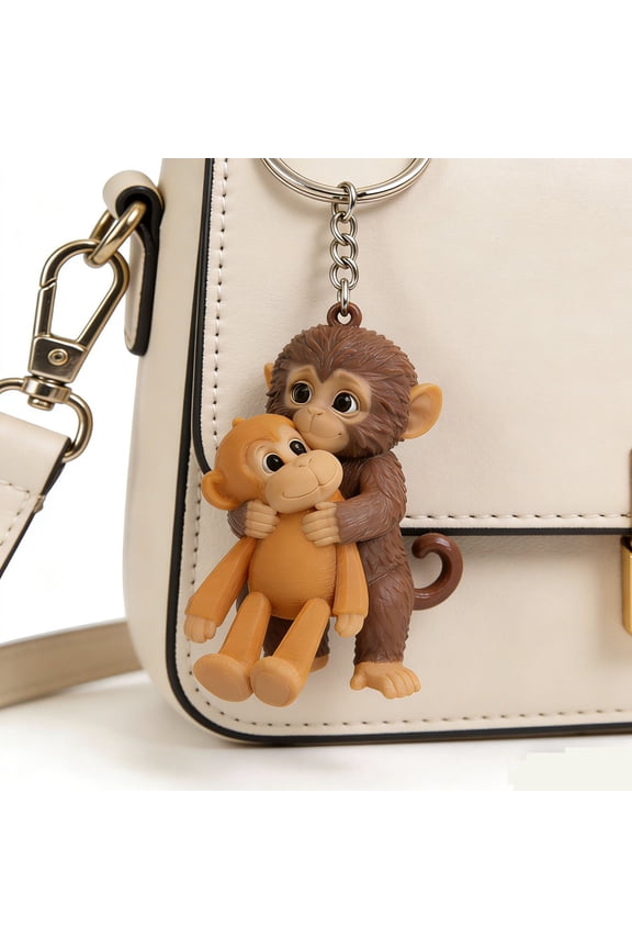 3D Punch Monkey Plush Keychains, Cute Stuffed Animals Monkey Key Chain, Small Hanging Plush Keychains for Bags, Gift
