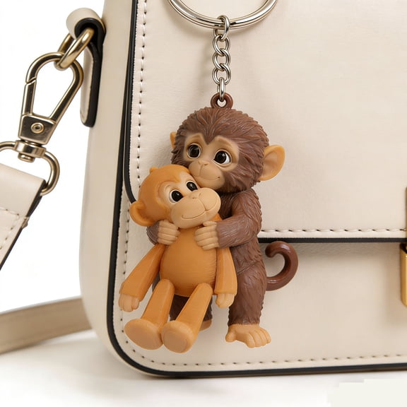 3D Punch Monkey Plush Keychains, Cute Stuffed Animals Monkey Key Chain, Small Hanging Plush Keychains for Bags, Gift