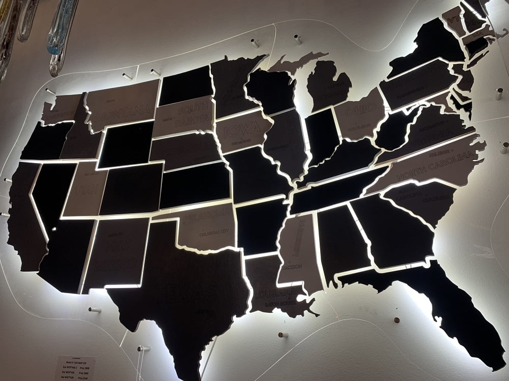 Led Pin Map 3D Push Pin Wood USA Map with Led Light - Acrylic Base Wall Decor Led ...