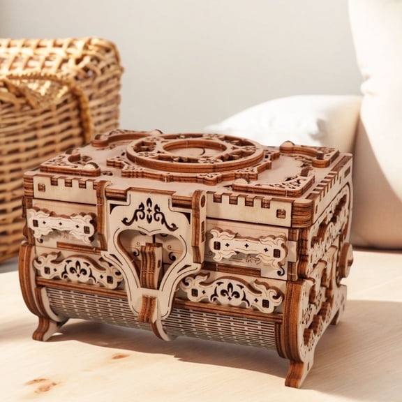 3D Puzzle Adult Entertainment Wooden Jewelry Box Model Wooden Brain Teaser Unique Gifts for Women
