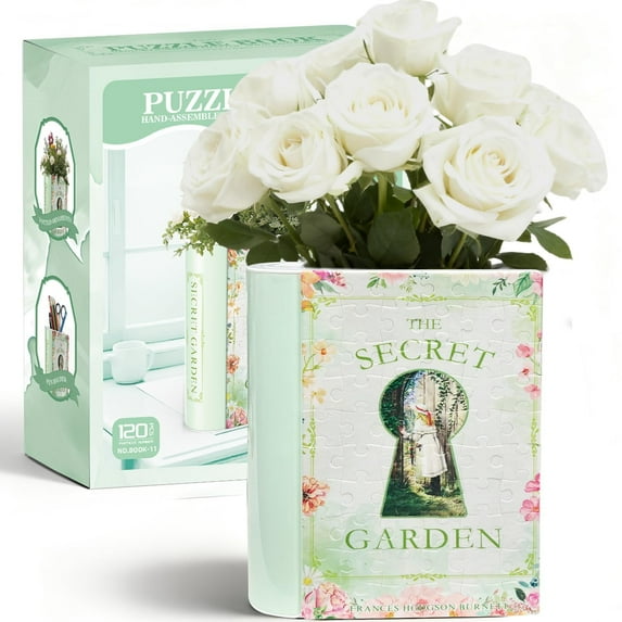 3D Puzzle Book Vase for Flowers, 120 Pcs 3D Puzzle Vase for Kids Ages 8+, Creative Bookshelf Decor for Book Lovers, Ideal Gift for Women & Teens(Secret)