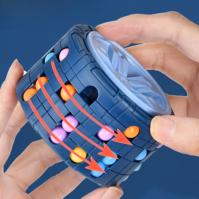 3D Puzzle Cube with Gyro Spinning Maze & Slide Ball, Spatial Logic Brain Teaser for Teens & Adults, Travel Game for Cognitive Training