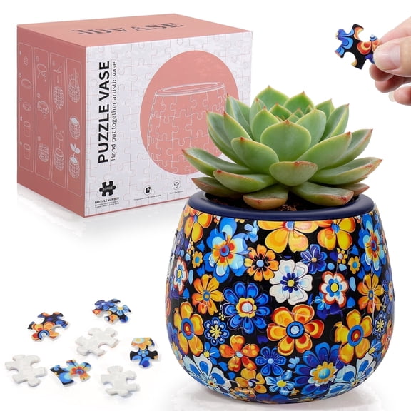 3D Puzzle Flower Pot Model, Daisy Floral Design, DIY Assembly Kit for Adults & , Oriental Home Decor Gift, Fake Succulent Planter Toy