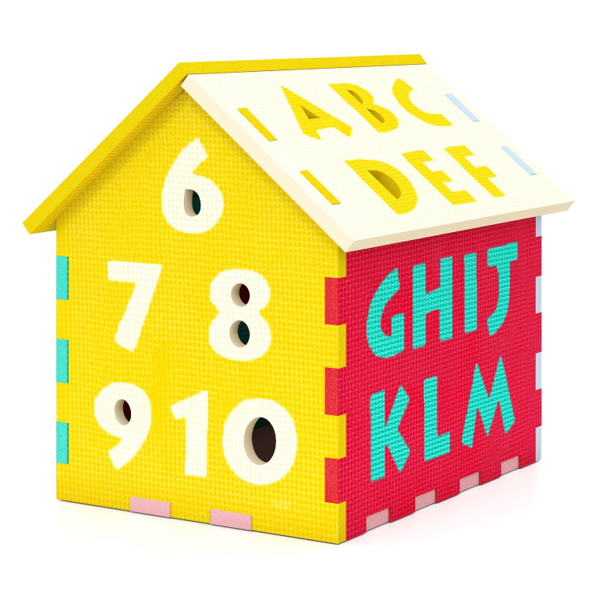 3D Puzzle Playhouse Mat for Kids 3+, 30.48×26.67×31.75cm EVA Foam Interlocking Mat with Alphabet Number Matching, Multi-Color