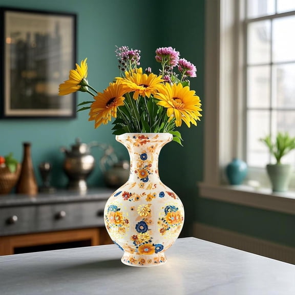 3D Puzzle Vase, 160 Curved Pieces  Flower Vase Craft Kit & 3D Puzzles for Adults, Creative Jigsaw Art Project Home Décor Centerpiece, (C-Golden Garden)