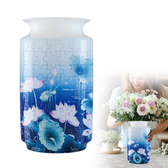 3D Puzzle Vase DIY Assembly Flower Vase, Decorative Plastic Jigsaw Vase for Home Decor, Creative Craft Gift for Puzzle Lovers & Floral Display