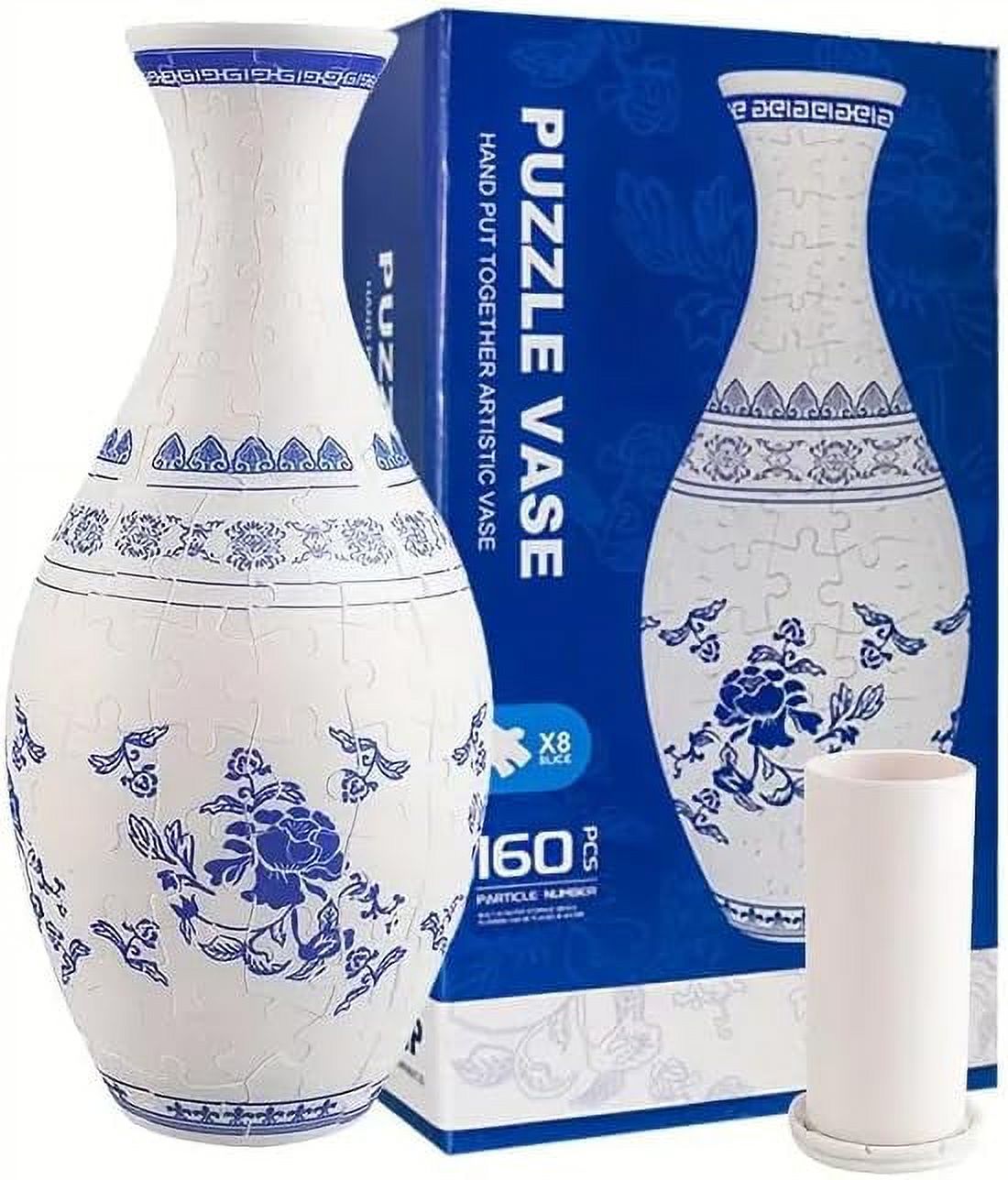 3D Vase Shaped Puzzle 160 Pieces 4.5"X9.5" Goldfinches