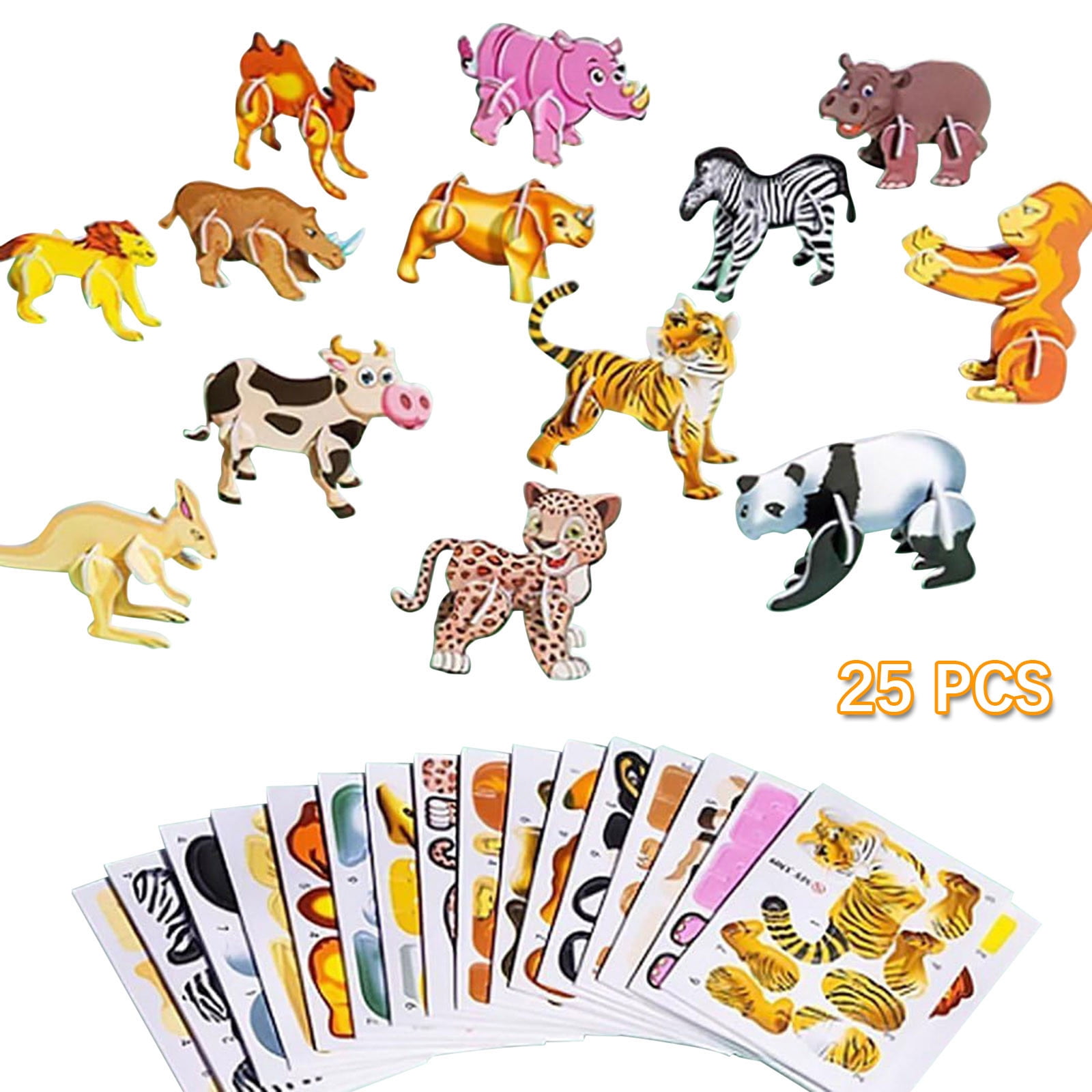 Educational 3D Cartoon Puzzle 3D Puzzles for Kids Toys Pack 10 3D Puzzle for Kids of Jungle Animals 3D Jigsaw Puzzles Cartoon Educational Toys for Boys Girls Gift for Kids