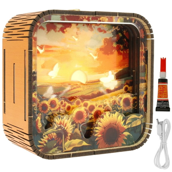 3D Puzzles Night Light Wood 3D Jigsaw Puzzle with Night Light Built in Battery Lightweight and Portable 3D Jigsaw Puzzle Decorative Suitable for Bedrooms