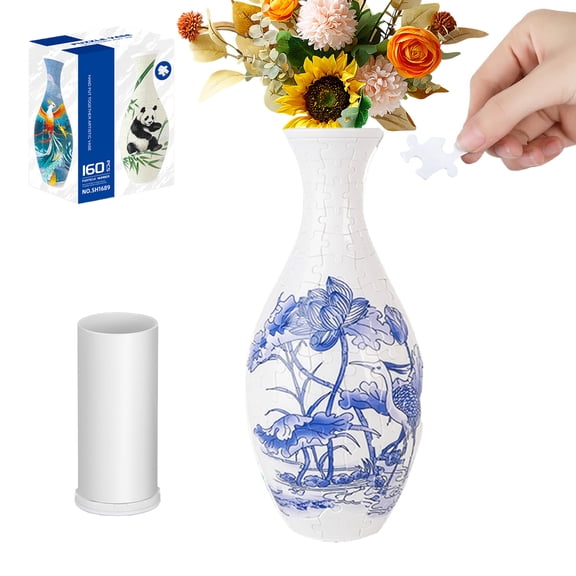 3D Puzzles Vase Unique Flower Vase for Adults with 160Pieces Curved Puzzle Accessories, Unique Gifts for Women Arts and Crafts Home Decoration