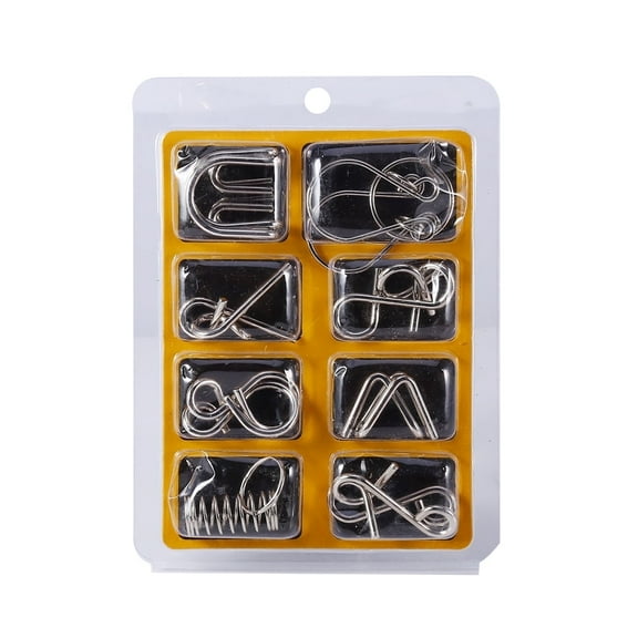 3D Puzzles for Adults,Brain Teaser Puzzles,8Pcs/Set Metal Wire IQ Test Mind Puzzles Game ,Iron Link Unlock Interlock Game