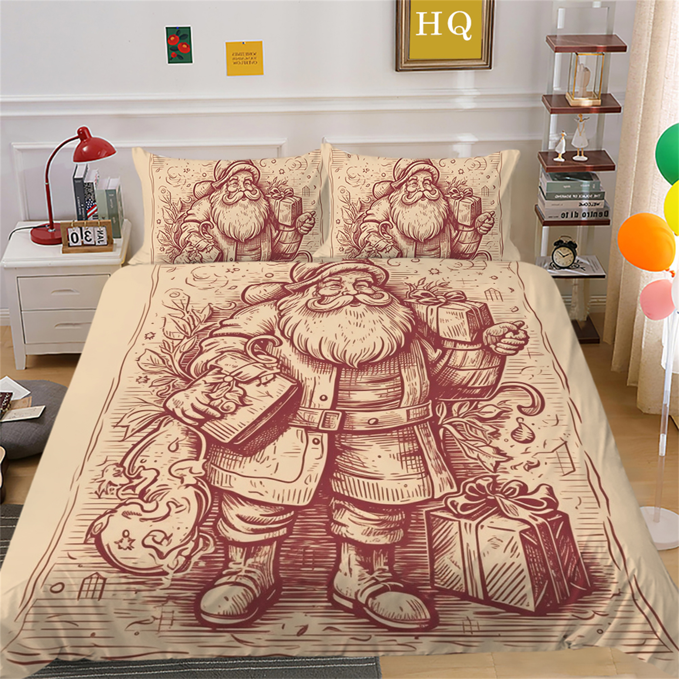 3D Quilt Cover Suit Christmas Gifts Vintage Bedspreads Santa Claus
