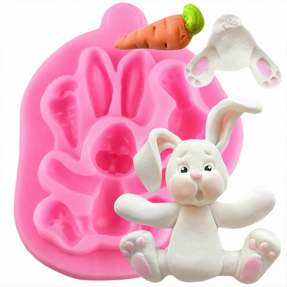 3D Rabbit Easter Bunny Silicone Kitchen Fondant Molds Cupcake Tools Sugarcraf