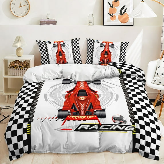 3D Racing Bedding Set King Queen Bed Duvet Cover Pillow Case 2/3pcs Racing Driver Teens Men Cover