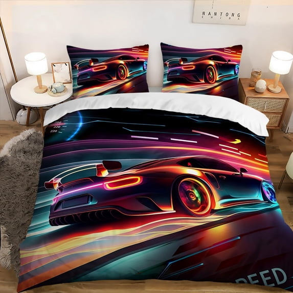 Awsome Racing Cover 3D Racing Car Duvet Cover Set, Extreme Sports Theme Bedding Set for ...