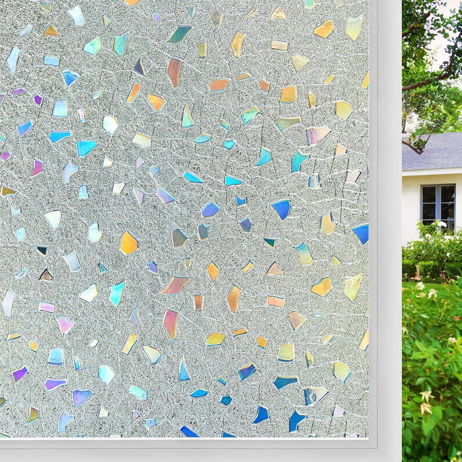 3D Rainbow Stained Glass Window Privacy Film Decorative Heat Control UV ...
