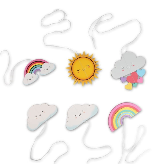 3D Rainbow and Cloud Paper Ceiling Decorations for Baby Shower Party Décor (24 Pack)
