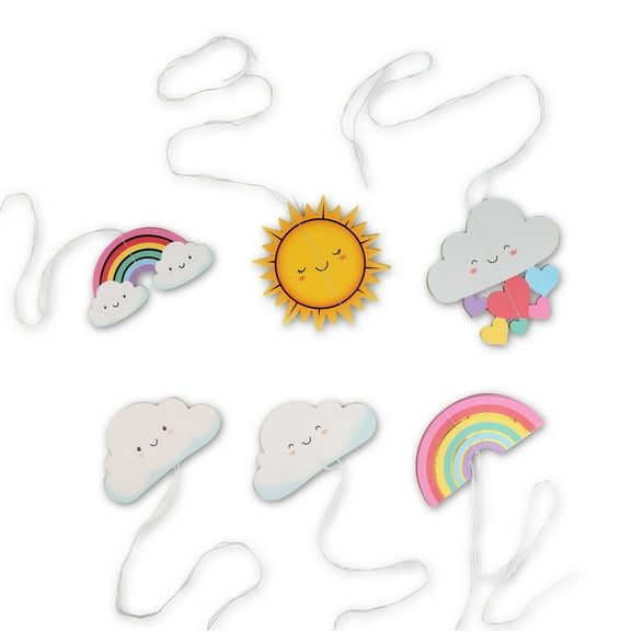 3D Rainbow and Cloud Paper Ceiling Decorations for Baby Shower Party Décor (24 Pack)