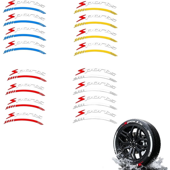 3D Raised Tire Lettering Stickers 16 Pack, Universal Waterproof Sport Style Wheel Decals, for Car SUV Truck Motorcycle Rim Exterior, for Auto Enthusiasts & Vehicle Owners