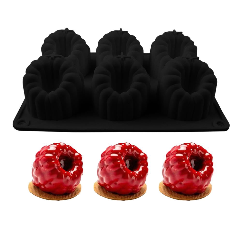 3D Raspberry Silicone Molds, 6 Cavity 3D Mousse Cake Moldes, Large ...