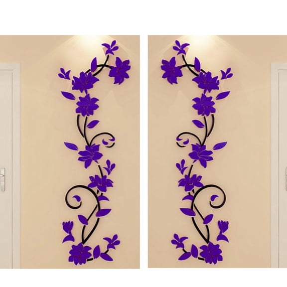 3D Rattan Flower Wall Decal (33"H x 9"W) – Removable Stickers for Living Room Bedroom Sofa/TV Background, Creative Home Decor Gift