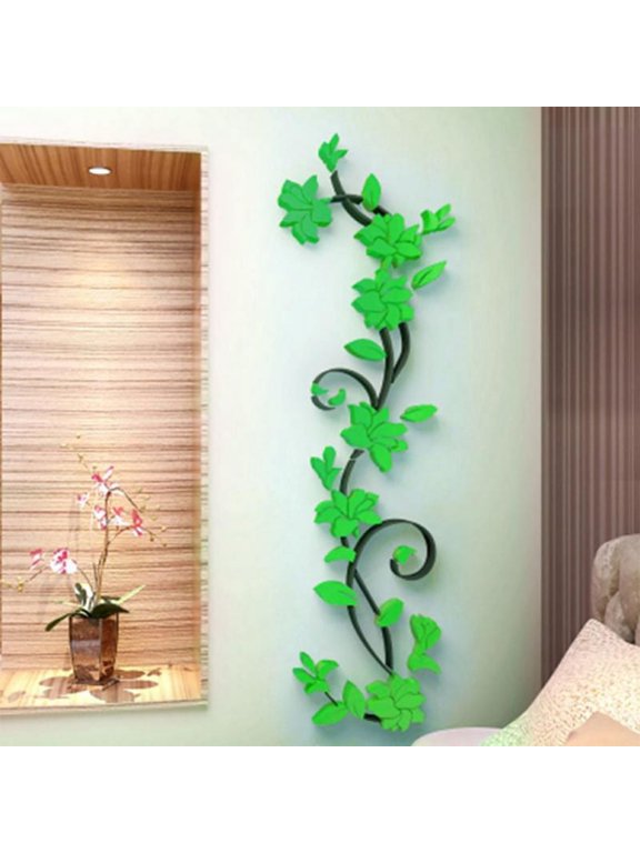 3D Rattan Flower Wall Murals for Living Room Bedroom Sofa Backdrop Tv Wall Background, Originality Stickers Gift, Wall Decor Decal Sticker (35(H) x 11(W) inches)