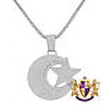 3D Real Genuine Sterling Silver Allah Muslim Islamic Crescent Moon and Star Charm Simulated Diamond Pendant Chain Set