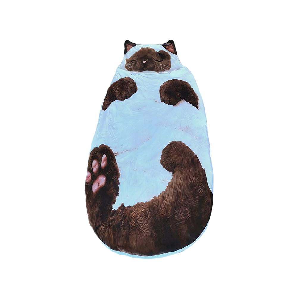 3D Realistic Cat Sleeping Bag for Adults, 69" x 32" Large Envelope Style Nap Blanket, Soft Cotton-Blend Wearable Throw for Camping, Dorm & Office, Whimsical Feline Gift for Cat Lovers