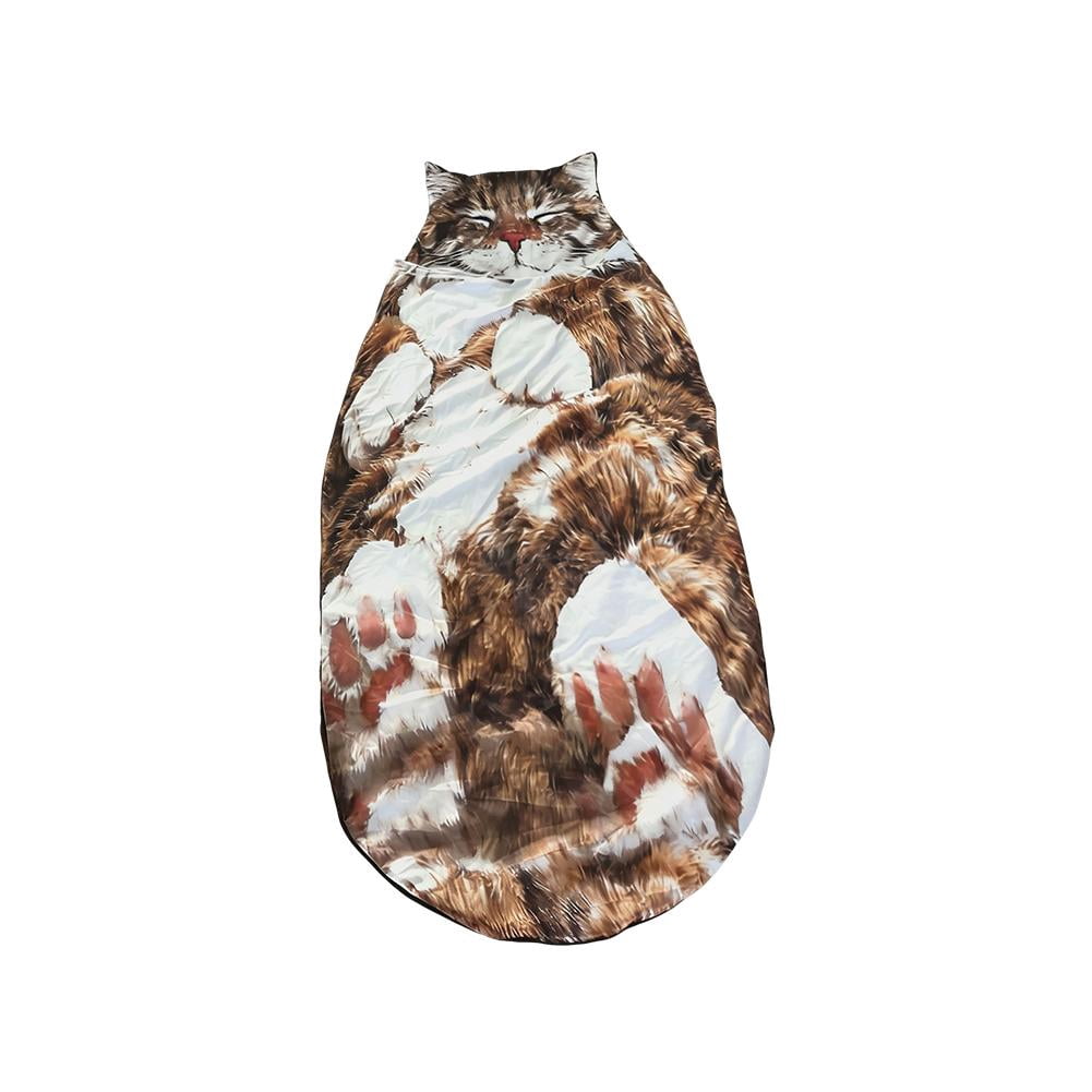 3D Realistic Cat Sleeping Bag for Adults, 69" x 32" Large Envelope Style Nap Blanket, Soft Cotton-Blend Wearable Throw for Camping, Dorm & Office, Whimsical Feline Gift for Cat Lovers