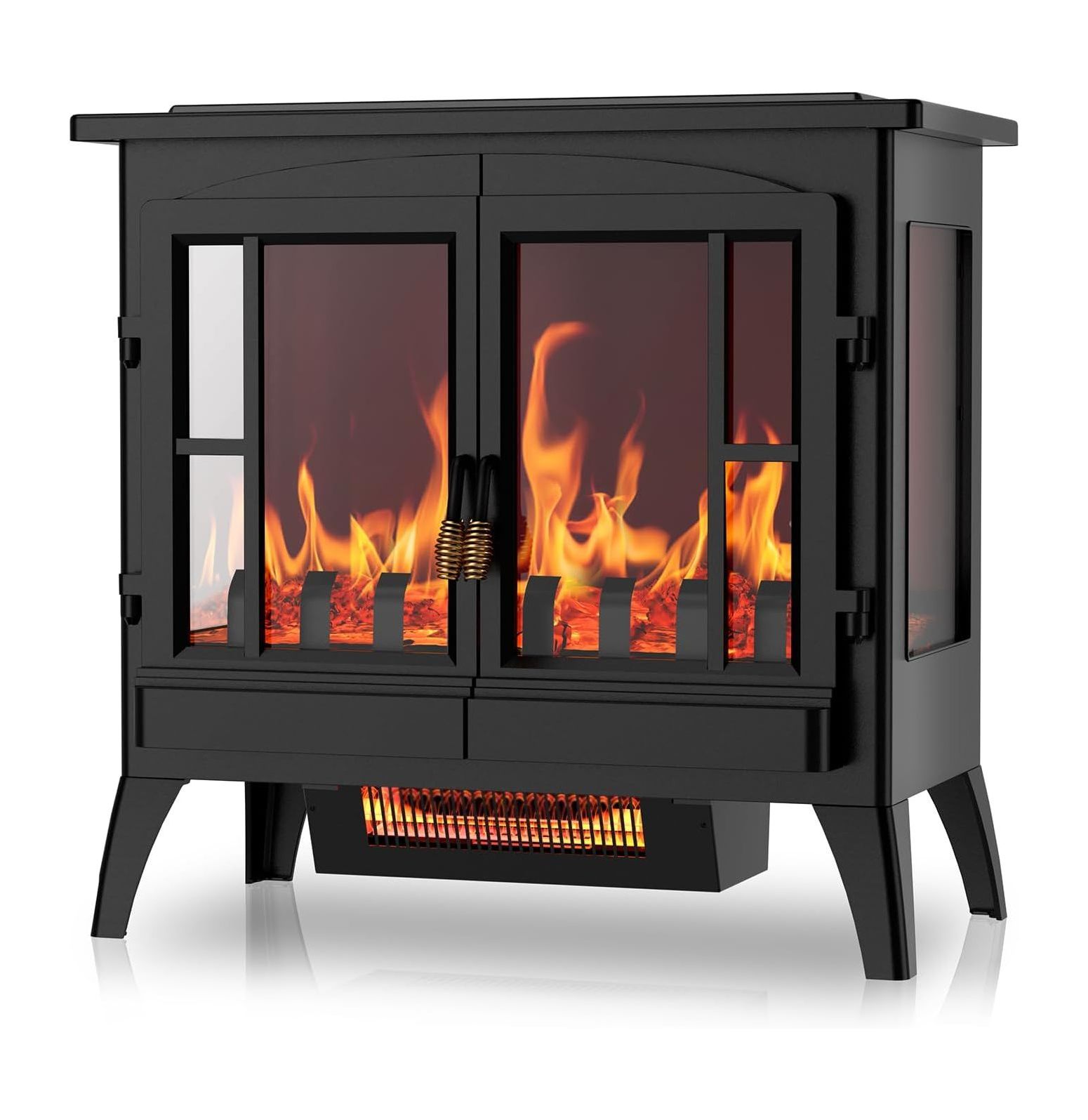 3D Realistic Flame Electric Fireplace Stove, Infrared Fireplace Heater