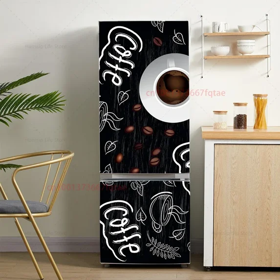 3D Realistic Fruit Printed Refrigerator Door Wrap Mural Decals Peel and Stick Waterproof Kitchen Fridge Door Sticker Wallpaper