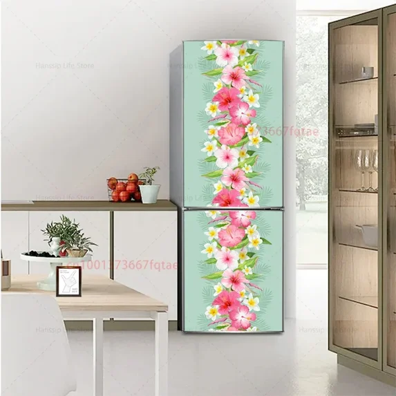 3D Realistic Fruit Printed Refrigerator Door Wrap Mural Decals Peel and Stick Waterproof Kitchen Fridge Door Sticker Wallpaper