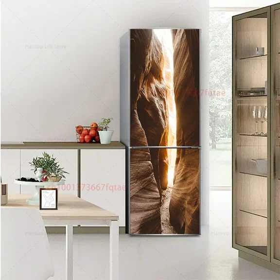 3D Realistic Fruit Printed Refrigerator Door Wrap Mural Decals Peel and Stick Waterproof Kitchen Fridge Door Sticker Wallpaper