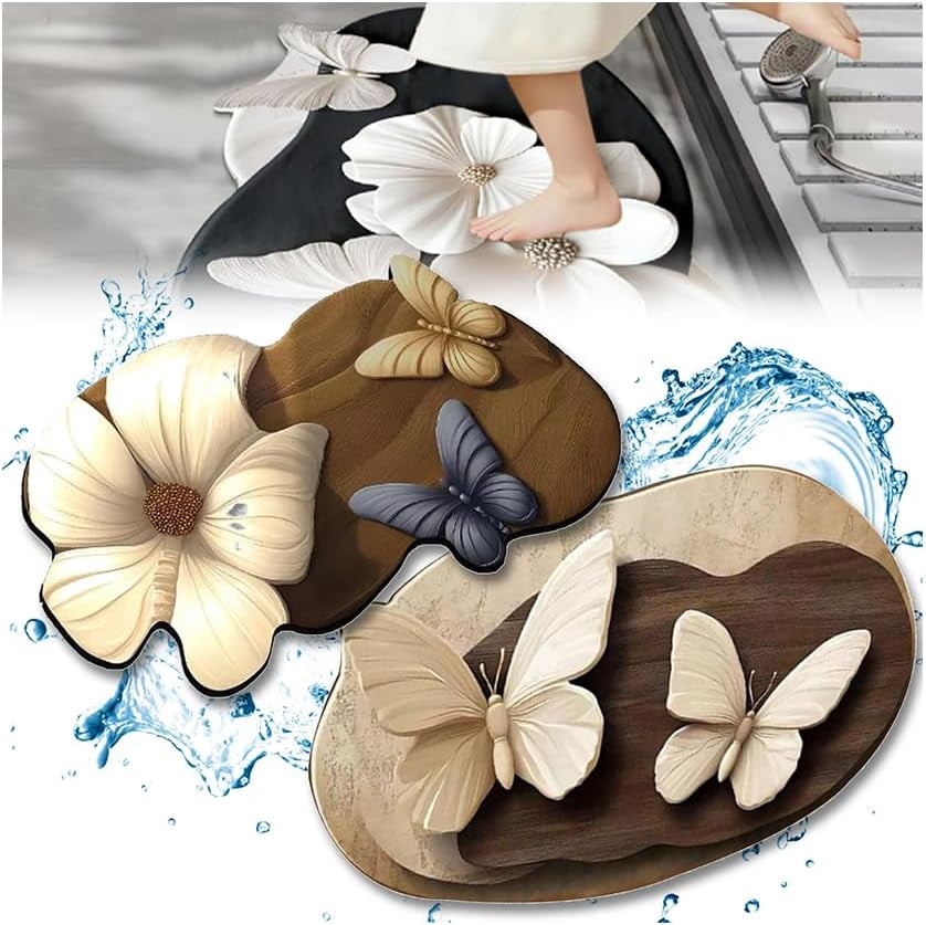 3D Shadow Leaf 011 Non Slip Rug Mat