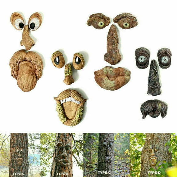 3D Realistic Sleepy/Surprised/Laughing/Angry Old Man Tree Hugger - Garden Peeker Yard Art - Outdoor Tree Hugger Sculpture Whimsical Tree Face Garden Decoration