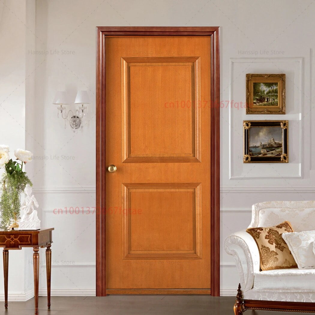 3D Realistic Wood Design Door Stickers New Design Removable Retro Brown