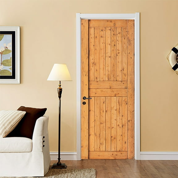 3D Realistic Wooden Pattern Door Stickers Peel and Stick - Retro Wood Door Murals Wallpaper Decal for Home Bedroom Decor,SP-F882,S(38.5x200cmx2Pcs)