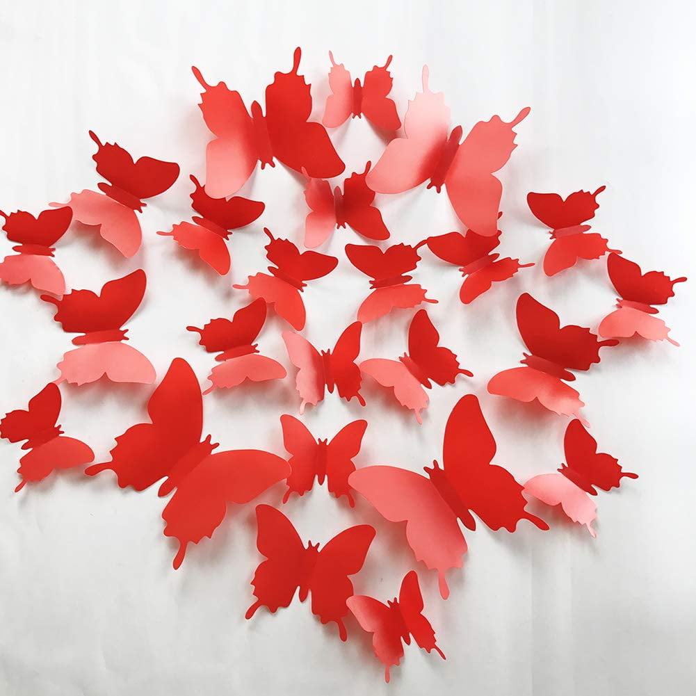 3D Royal Blue Butterfly Wall Stickers - 24pcs Removable Decals For Kids Room, Bedroom, Living Room Decor | Easy To Apply, PVC Material, Various Sizes