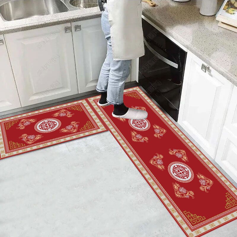 3D Red Kitchen Floor Mat Home Entrance Carpet Door Mat NonSlip Hallway
